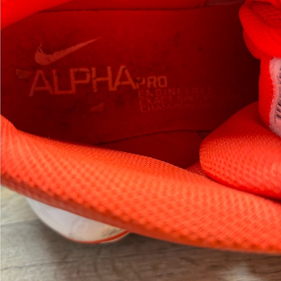 Nike Alpha Pro Football Cleats Men's Sz 15White/orange 599025-181 shoes*READ* - Picture 3 of 13